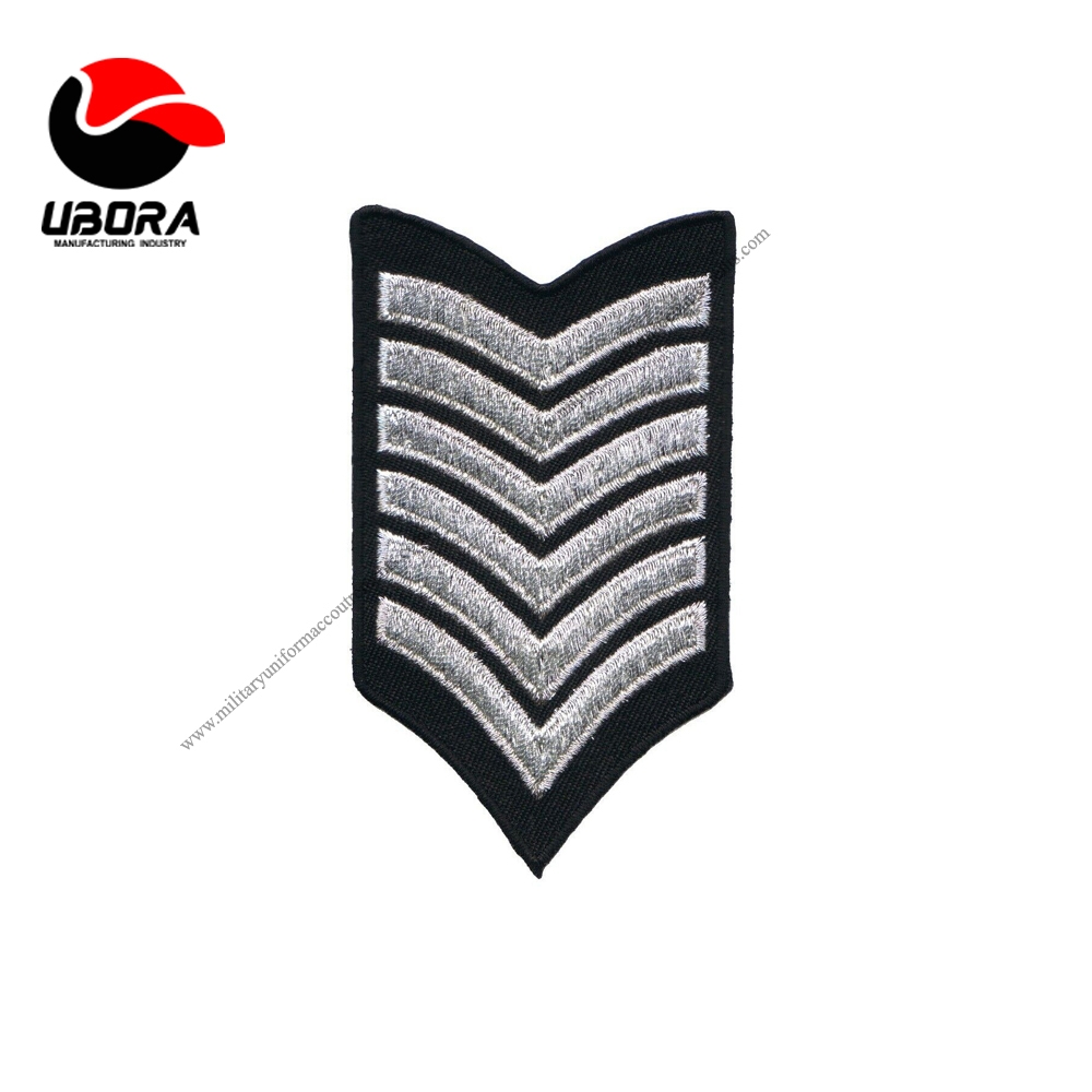 Chevron Stripes Patch - Metallic Silver 6 bar embroidery Badge 3-5 8 (Iron on) customized ceremonial